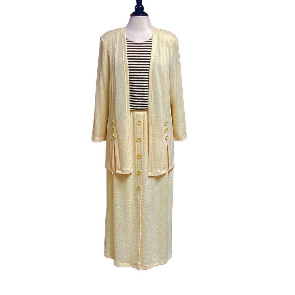 Leslie Belle Yellow & Black 3 pc Skirt Set Size 14